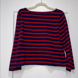J. Crew Red and Blue Striped Long Sleeve Top